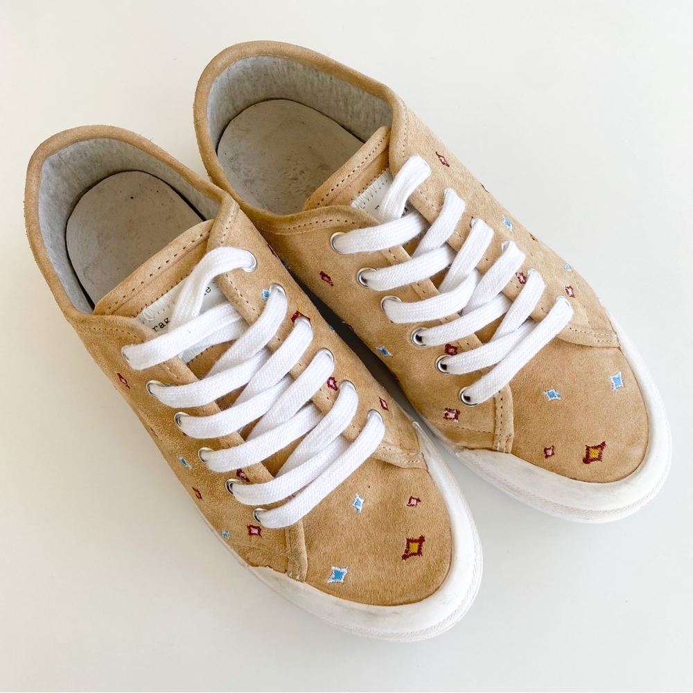 Rag & Bone Standard Issue Dune Embroidered Sneakers Shoes Suede Leather Lace Up - Picture 10 of 10